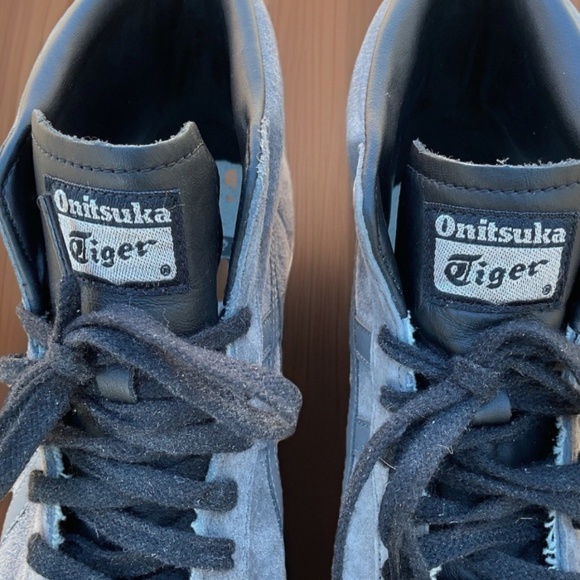 RARE Onitsuka Tiger ASICS Mens 9.5 Black Leather Gray Suede Fabre Hi Tops Shoes - Picture 8 of 11